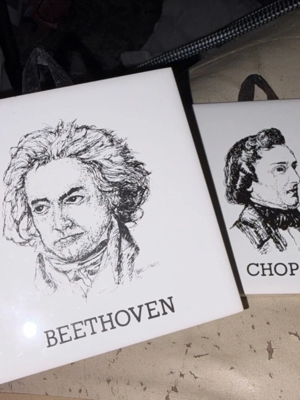 2 Classical Music Artist Wall Tiles - Beethoven and Chopin (2of 4) EUC